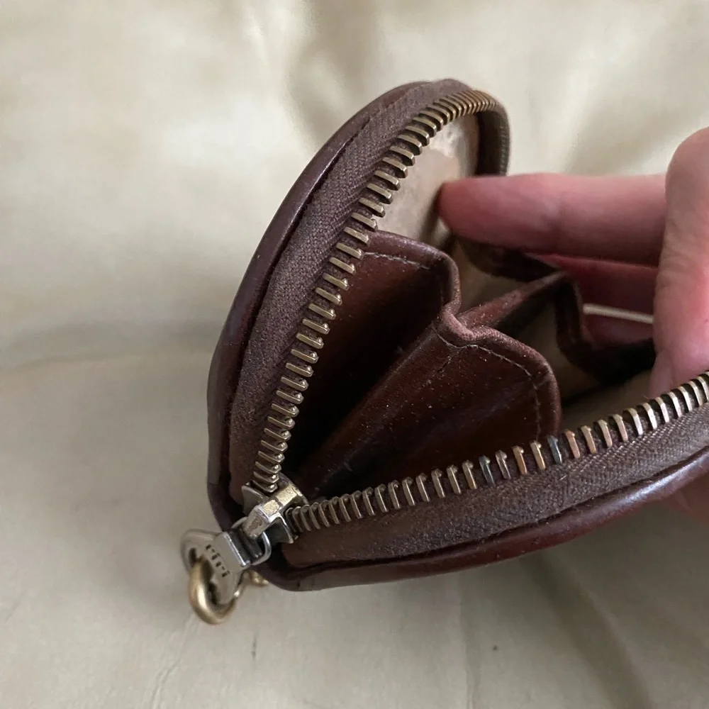 Vintage Dooney & Bourke Big Duck Circle Zip Coin Wallet AWL Leather - Picture 11 of 13